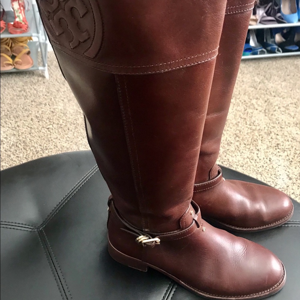 Tory Burch embossed knees boots